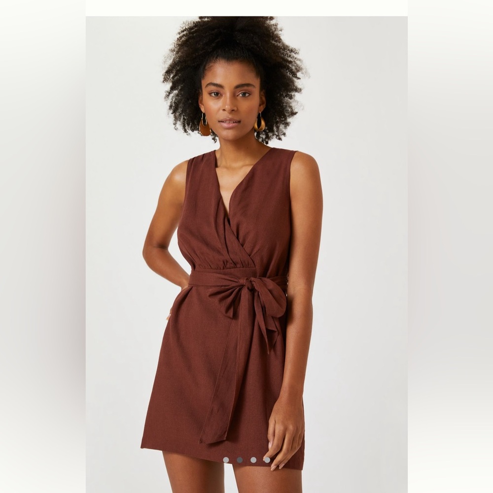 Anthropologie mini linen wrap dress